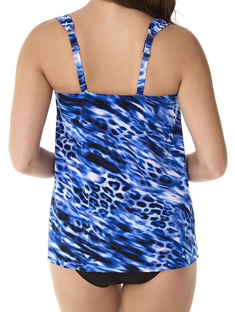 Miraclesuit Womens Lynx Lazuli Dazzle Tankini Swim Top Size 10 - Picture 2 of 3